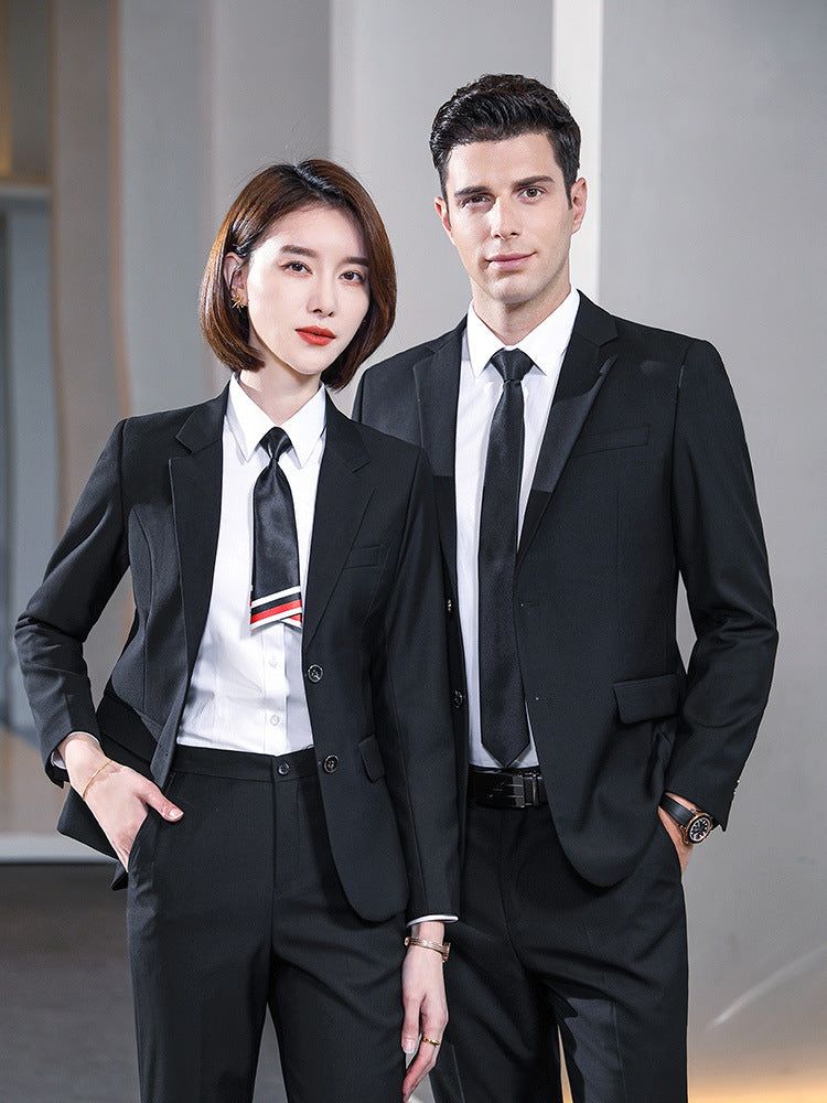 Royal blue men's and women's professional suit business suit Spring and Autumn new sales tooling work group work clothes