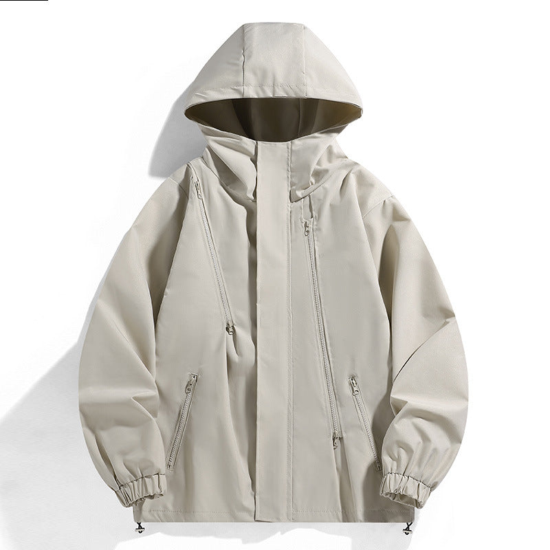 Men's Jacket Outdoor Mountaineering Clothing Waterproof Windproof Jacket Couple Sports Workwear Zipper Trendy Coat Cross-Border