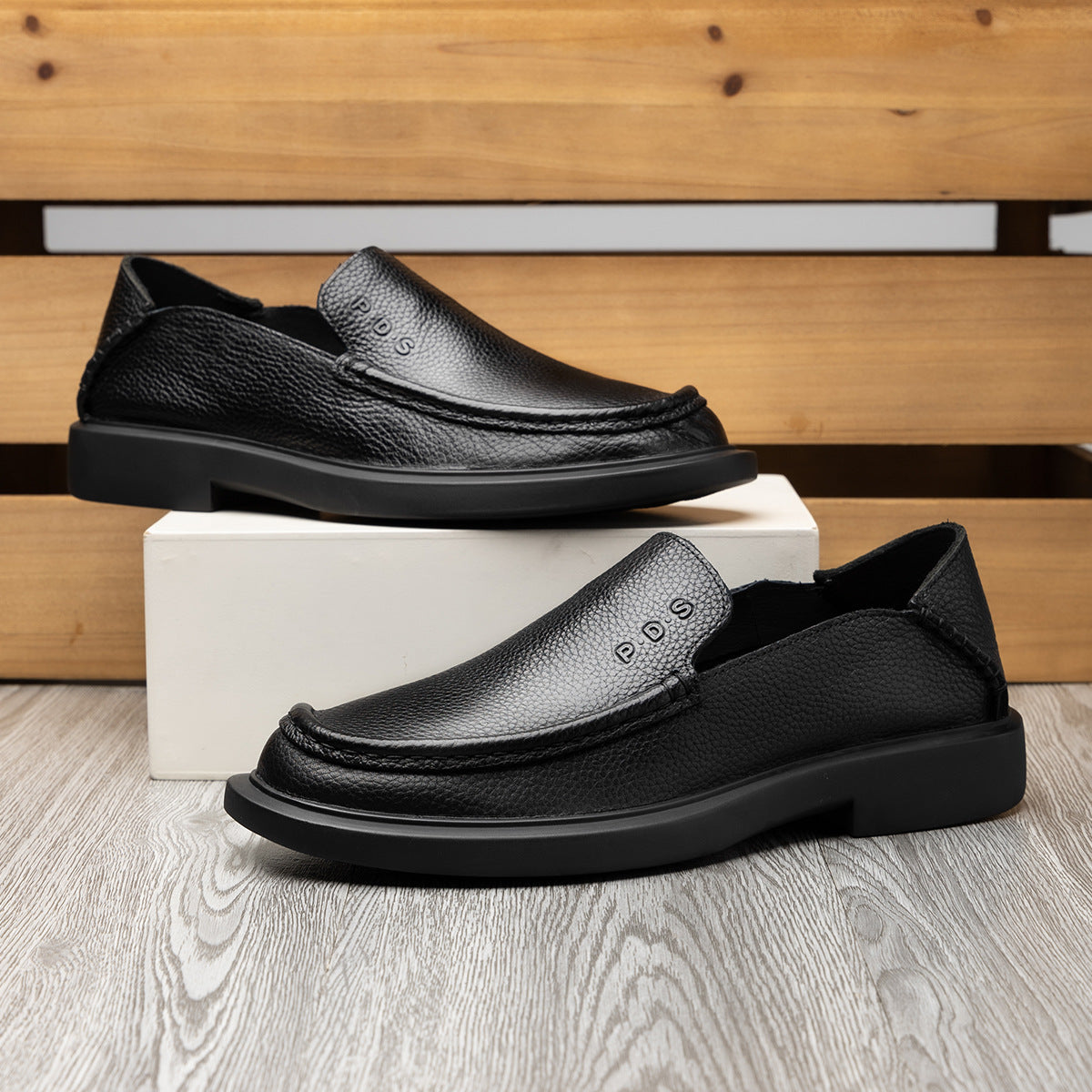 Men's Shoes Are Breathable and Fashionable in Summer, New Trendy Loafers, Wide-Foot British Business Men's Casual Leather Shoes, Genuine Leather