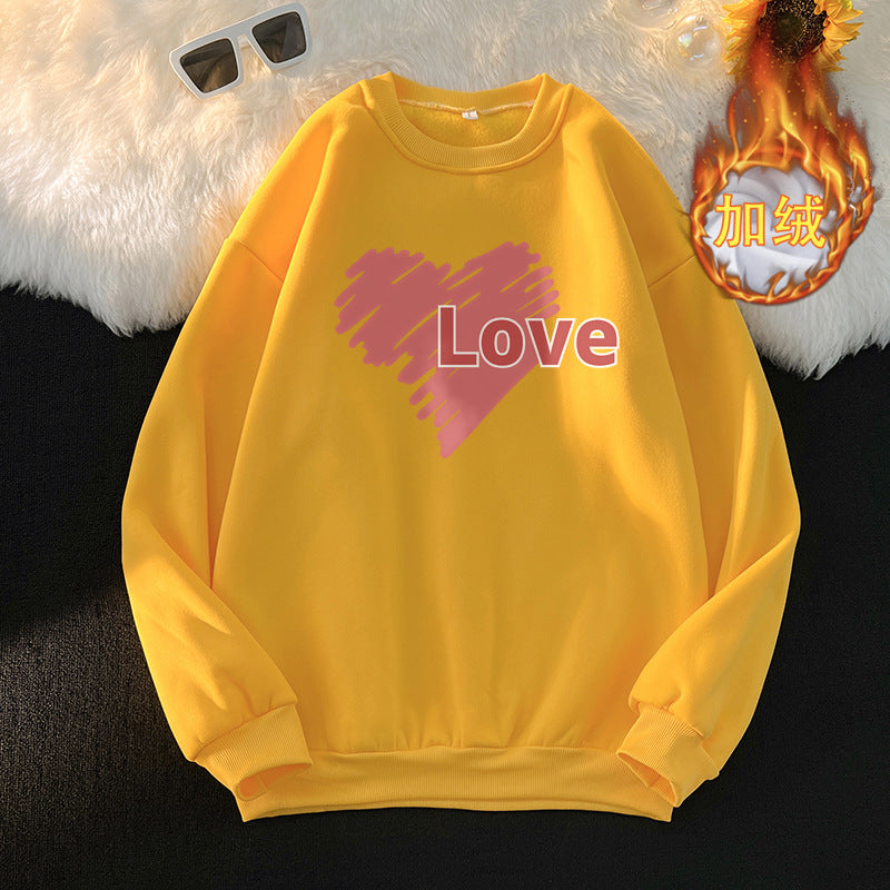 Sweater Men's New Spring and Autumn Men's Long-sleeved T-shirt Loose Turtleneck Crewneck Base Shirt Fashionable Printed Love for Youth