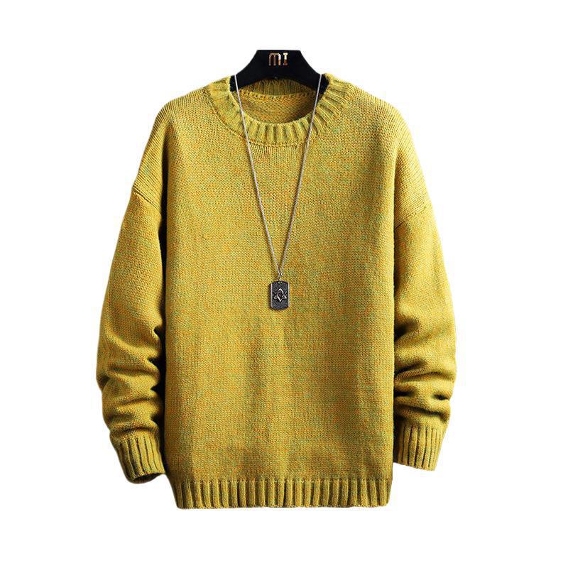 Autumn and Winter Couple Sweater Men's and Women's Japanese Style Vintage Solid Color Loose Crewneck Pullover Sweater Lazy Style Knitted Sweater