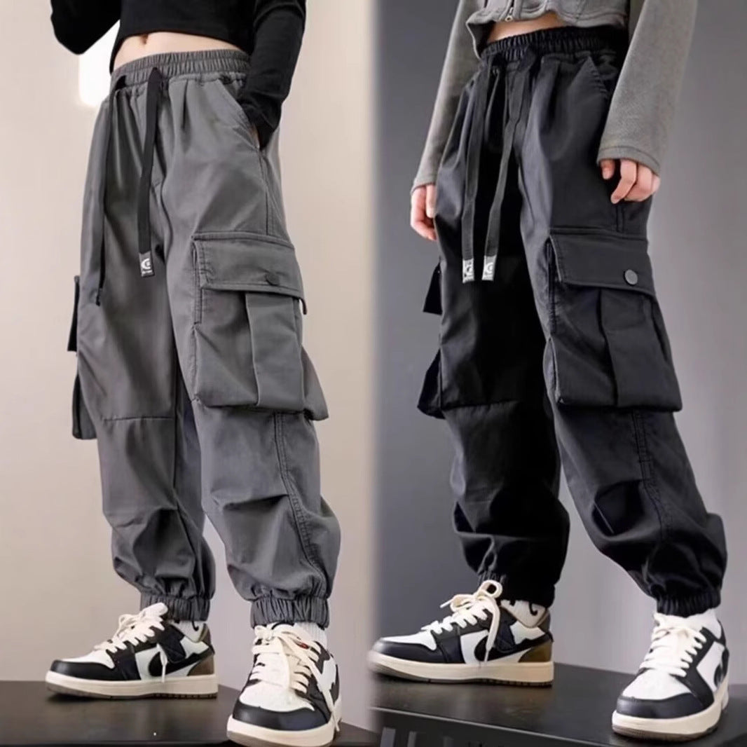Girls' Cargo Pants 2025 Autumn Stylish Pants Children's Trendy Pocket Casual Pants for Older Children Loose Long Pants