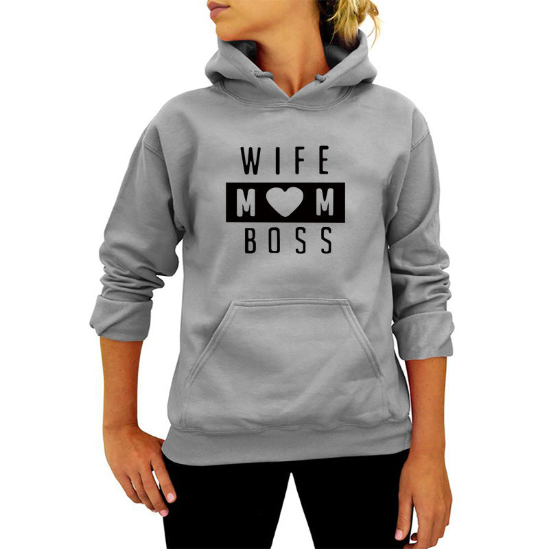 AliExpress Amazon ebay/wish cross-border WIFE MOM letter printed hooded vests in Europe and America in autumn and winter