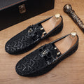 Summer Loafers for Men, Casual Trendy Soft Leather Soft-Soled Shoes, Fashionable Printed High-End Men's Loafers in Old Money Style