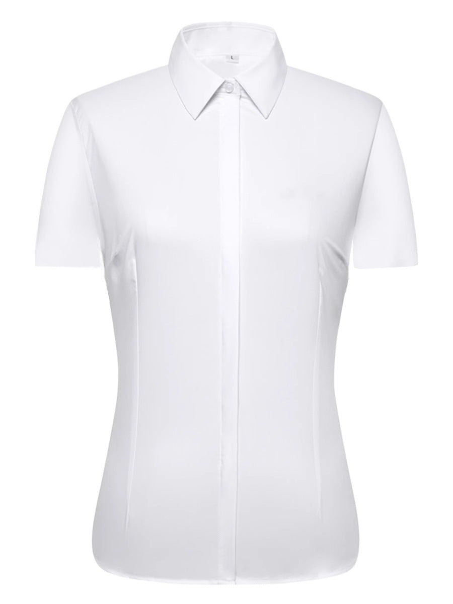 Women's Shirts with Long and Short Sleeves, New Bamboo Fiber Professional Work Clothes, Invoiceable Embroidered Anti-Wrinkle Professional Shirts and Work Clothes