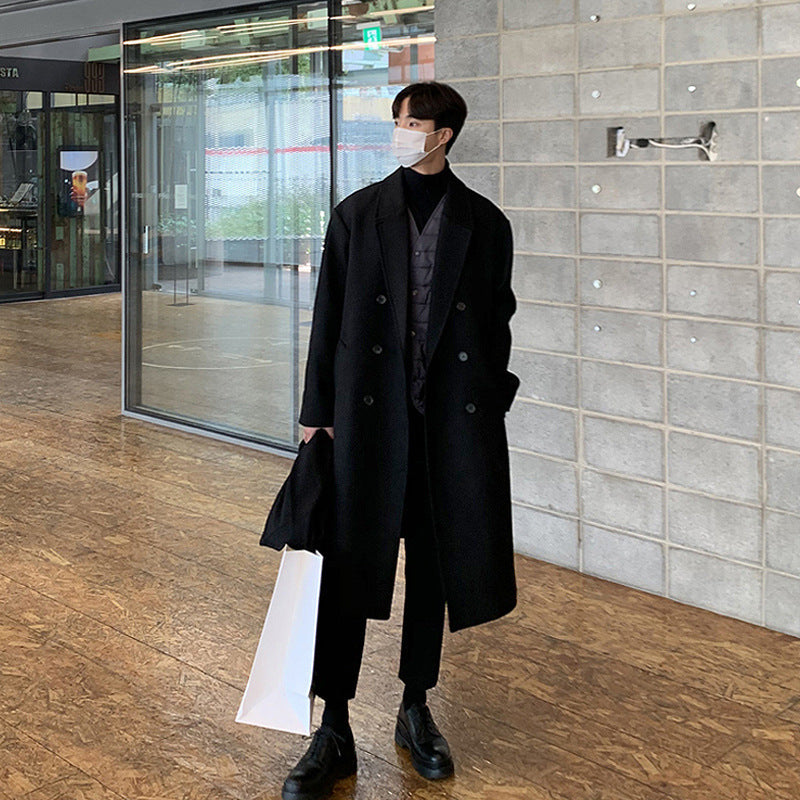 2023 New Double-breasted Coat Men's/ Women's Mid-length Autumn and Winter Thickened Coat High-grade Korean Woolen Coat