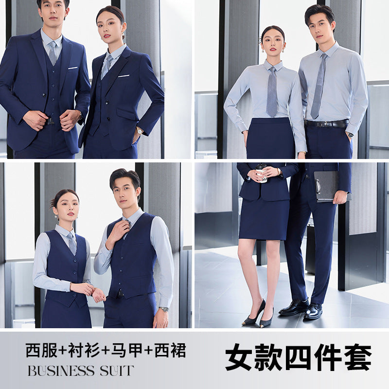 High-End Suit Suits for Men and Women, Professional Formal Wear, 4S Store Real Estate Property Workwear, Blue Suit Suits, Work Clothes