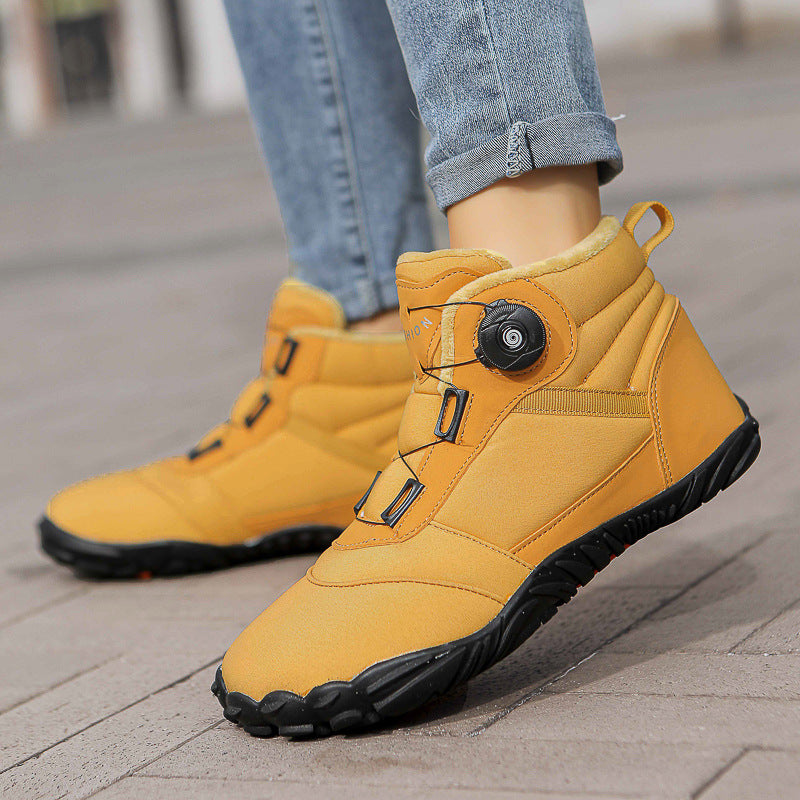 Outdoor Winter Men's and Women's fleece-lined Five-Finger High-Top Cotton Shoes Warm Boots Casual Wear-Resistant Snow Boots Thickened Couple's Shoes