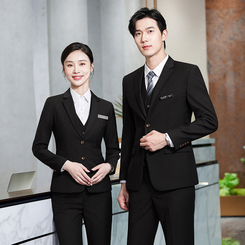 Business Wear Men's and Women's Same-style Suit Autumn and Winter Fashion Slim-fit Business Suit Women's Pants Vest Dress