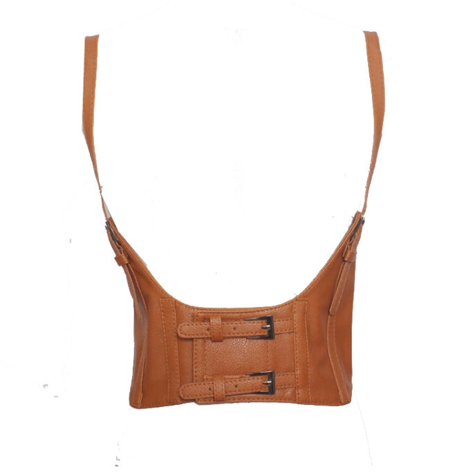 All-match decorative vest strap elastic wide belt women's leather vest camisole waist seal lolita