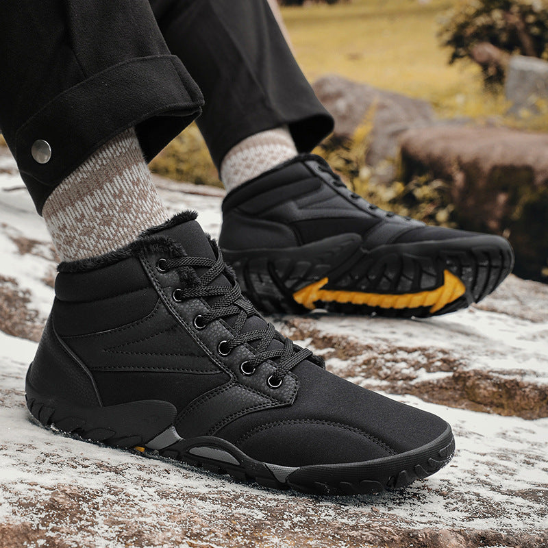 Cross-border Snow Boots Men's Winter Warm Boots Men's and Women's fleece-lined Warm Boots Outdoor Five-finger Waterproof Cotton Shoes Mountaineering Shoes