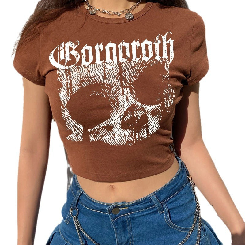 Short-Sleeved T-Shirts for Women with Exposed Navel, Sexy Slim-Fitting Hotties, European Tops, Trendy One-Piece
