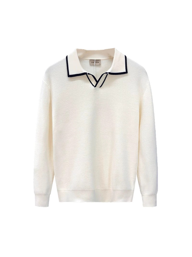 Light Mature Style Casual Lapel Sweater Men's Trendy Brand New Style Men's Warm Top for Autumn and Winter 2024