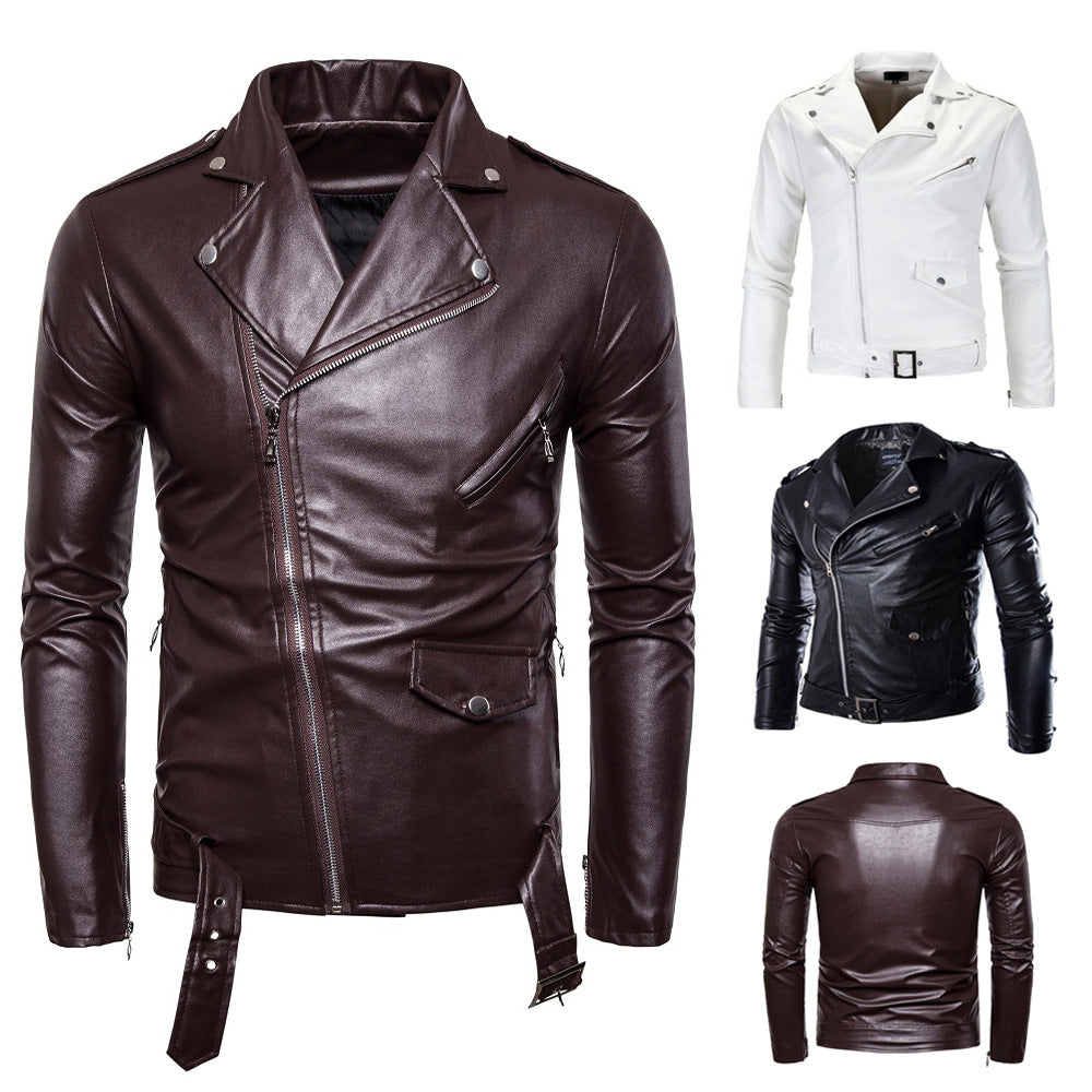 Leather Jacket Men's 2024 New Top Autumn Fashion Spring Korean PU Biker Wear Slim-Fit Winter Leather Jacket