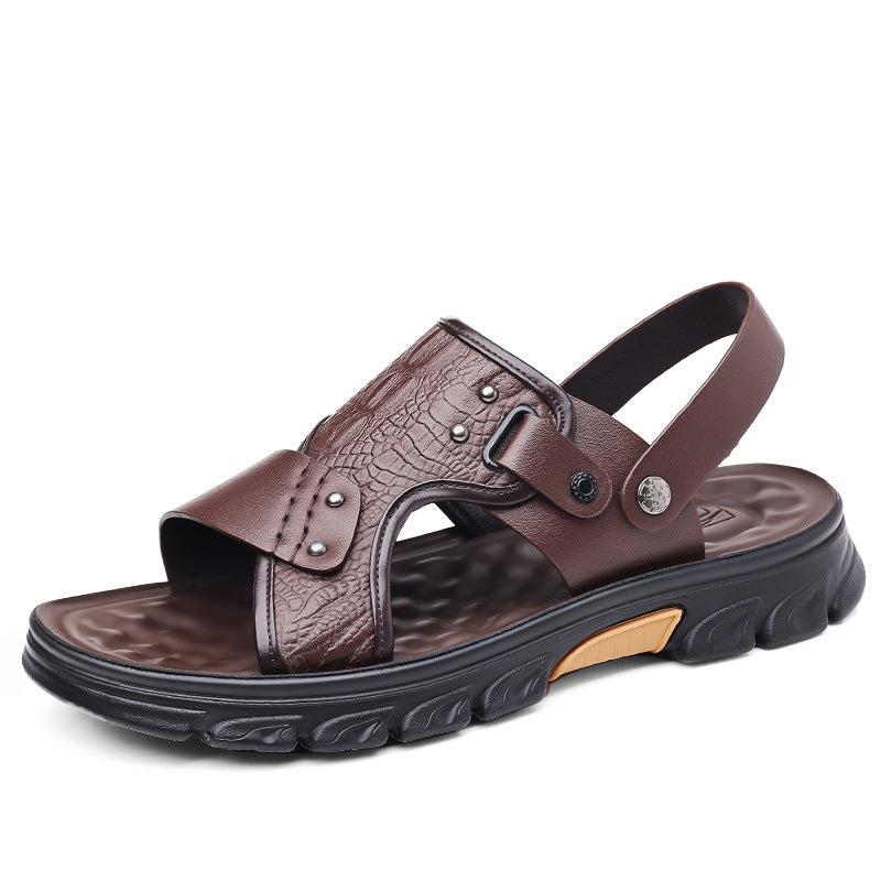 Sandals men's explosions men's sandals casual dual-use air cushion sandals men's breathable leather beach shoes a generation of hair