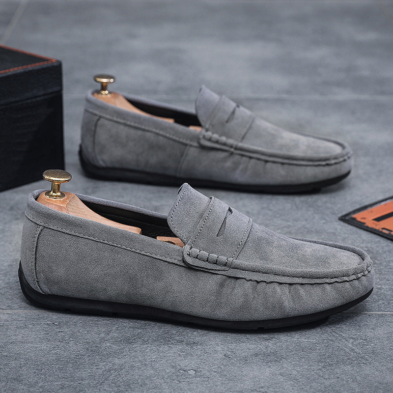 Doug Shoes Men's Casual Fashion Loafers Social Spirit Boys Frosted Leather Slip-on Lightweight Men's Shoes