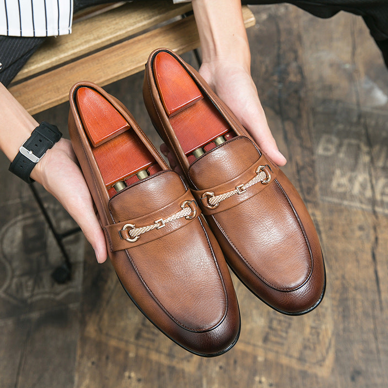 Cross-border plus size loafers loafers low-top business British one-step legged beanie stylist men's shoes wholesale