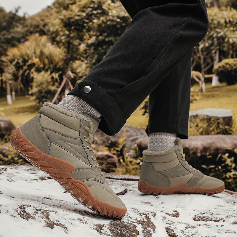 Cross-border Snow Boots Men's Winter Warm Boots Men's and Women's fleece-lined Warm Boots Outdoor Five-finger Waterproof Cotton Shoes Mountaineering Shoes