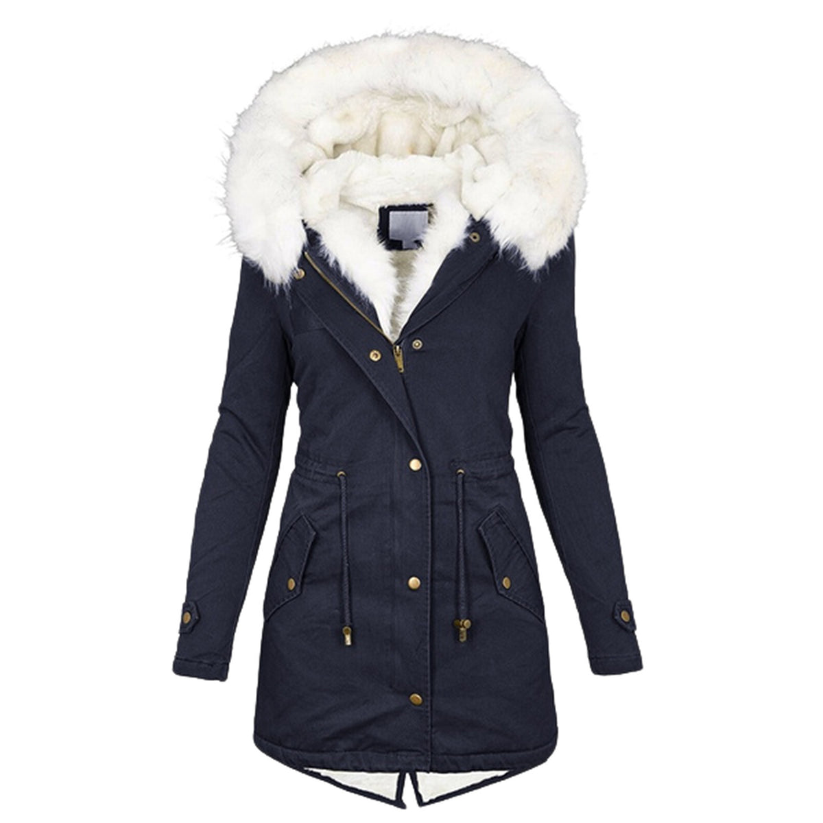 Autumn and Winter Hot Selling Export New Large Size Cotton Outwear Hooded Fur Collar Waist Thickeneded Mid-Length Women's Cotton Outwear