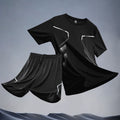Sportswear suit Men's Running Ice Silk Summer Quick-drying Clothes Basketball Clothes Short-sleeved Feather Fitness Clothes Loose Shorts