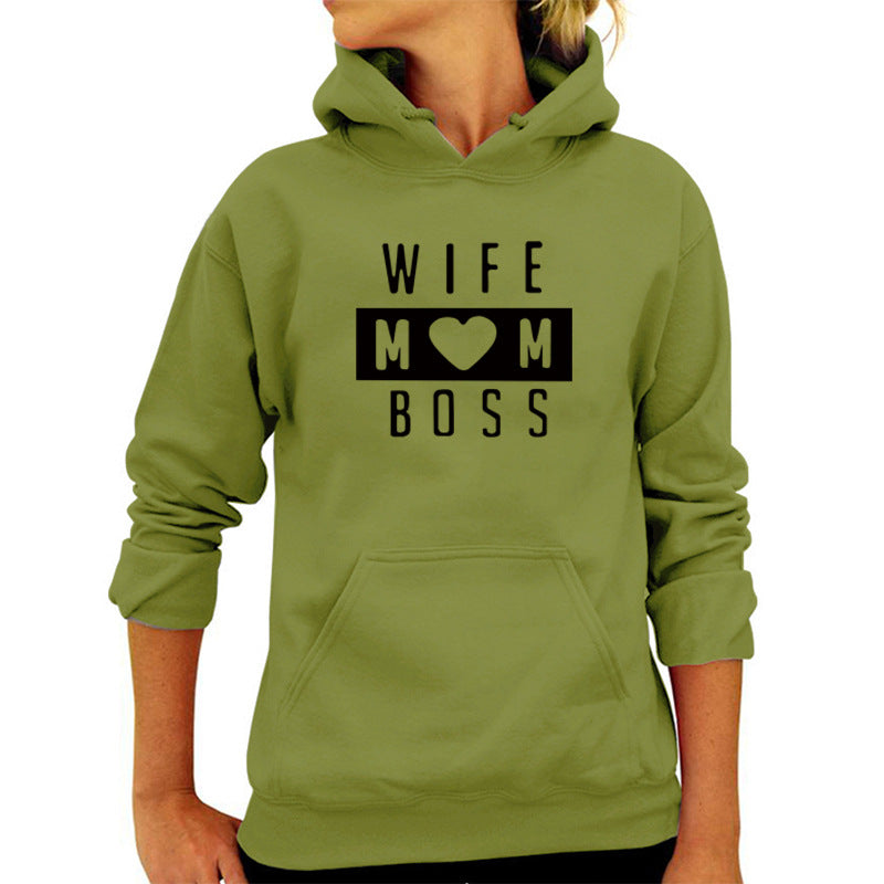 AliExpress Amazon ebay/wish cross-border WIFE MOM letter printed hooded vests in Europe and America in autumn and winter