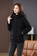 Fashionable Hooded Western Style Thickened Down Cotton-padded Coat Women's 2024 New Loose Simple All-match Casual Warm Cotton-padded Coat