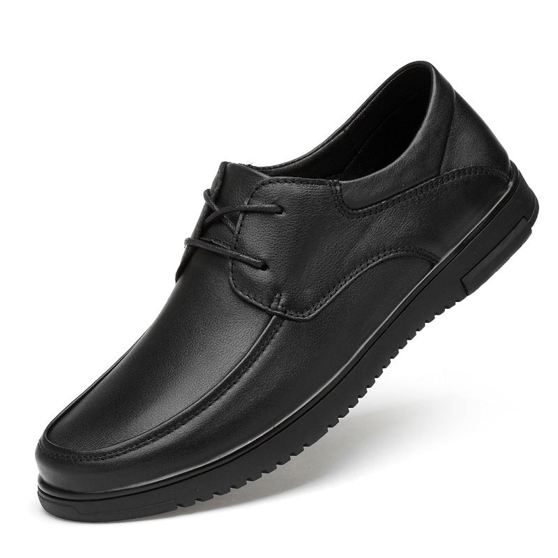 Men's First-Layer Leather Shoes, Business Formal Wear, Men's Middle-Aged Soft-Soled Cowhide Dad Shoes, Summer Breathable Lace-Up Genuine Leather Men's Shoes