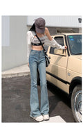 High-Waisted Bootcut Jeans for Women 2025 Summer New American Hot Girl Elastic Slimming Look Slimming Look Draped Floor-Length Pants