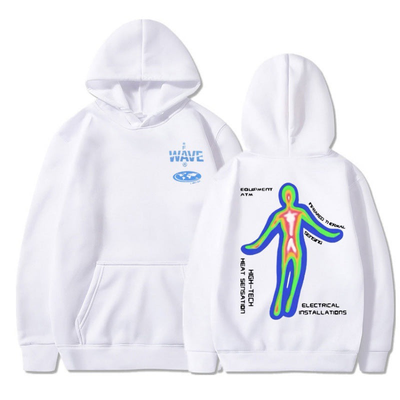 [Cross-border European Code] Skeleton Thermal Imaging Graphic Print Hoodie