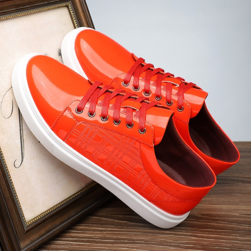 Men's Formal Fashion Pointed-Toe Patent Leather Low-Top Business Casual Shoes with Laces and Shiny Finish for Men 2501