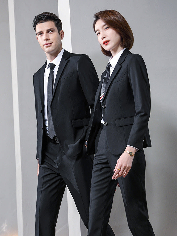 Royal blue men's and women's professional suit business suit Spring and Autumn new sales tooling work group work clothes