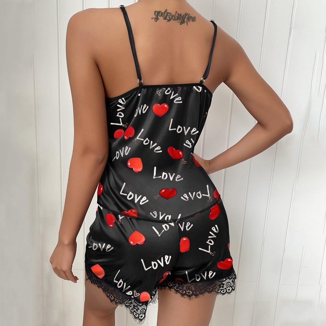 Women's Plus Size Sexy Pajamas Satin Two Piece Set Home Wear