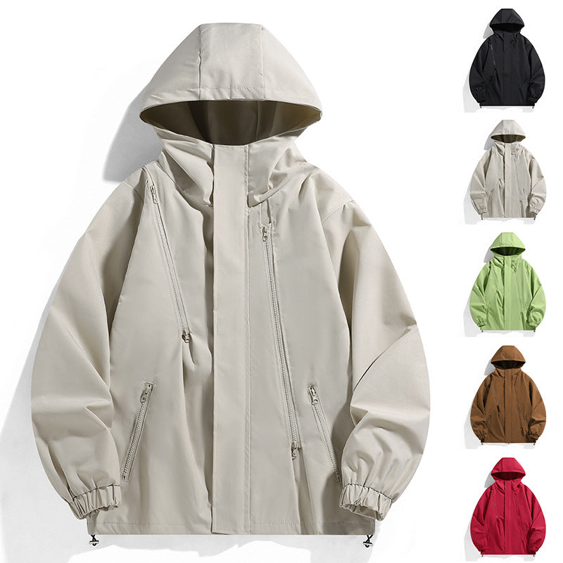 Men's Jacket Outdoor Mountaineering Clothing Waterproof Windproof Jacket Couple Sports Workwear Zipper Trendy Coat Cross-Border