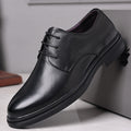 Men's Leather Shoes, Business Formal Wear, Genuine Leather Casual Shoes, Men's Black British Style Height-Increasing Versatile Work and Wedding Shoes