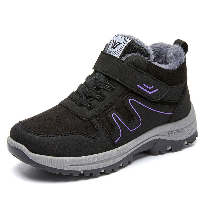 Cotton Shoes, Snow Boots, Winter Velcro Women's Boots, Fleece-Lined and Thickened Cotton Boots, Thick-Soled Warm Short Boots, Outdoor Comfortable Boots
