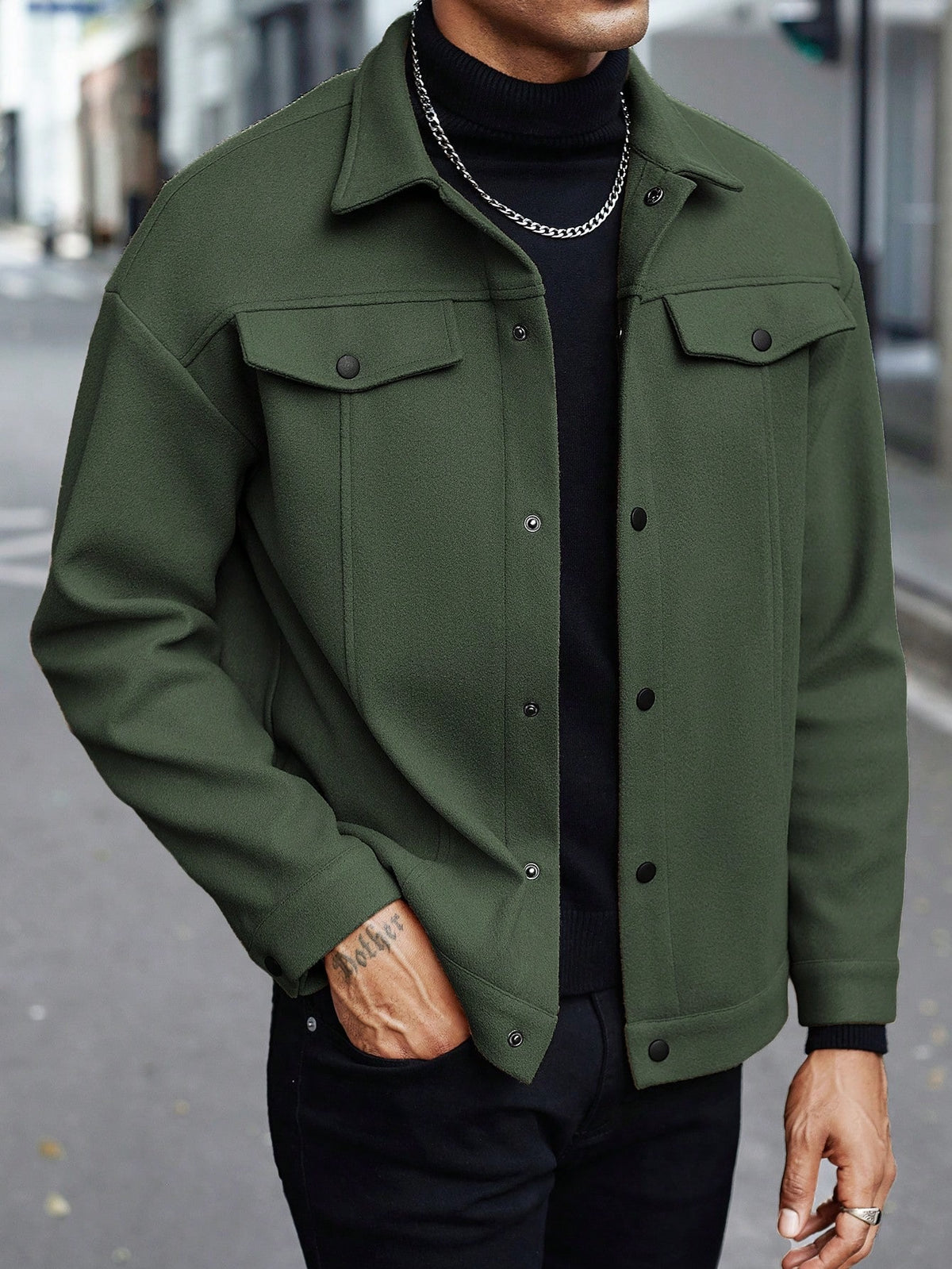 European and American Cross-Border Amazon Temu Autumn and Winter New Style Men's Woolen Lapel Jacket Casual Sports Business Jacket for Men