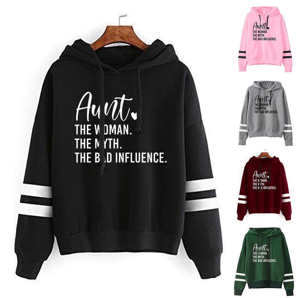 Foreign trade cross-border aunt Aunt The Women printed parallel bars striped sweater autumn and winter men's and women's top Europe and the United States