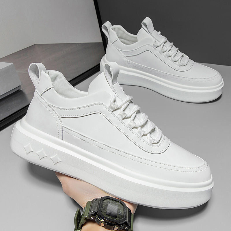 White Shoes Men's Shoes Summer Breathable Trendy Shoes Men's Sports Casual Shoes All-match Thick-soled High-height Shoes Men's Sneakers