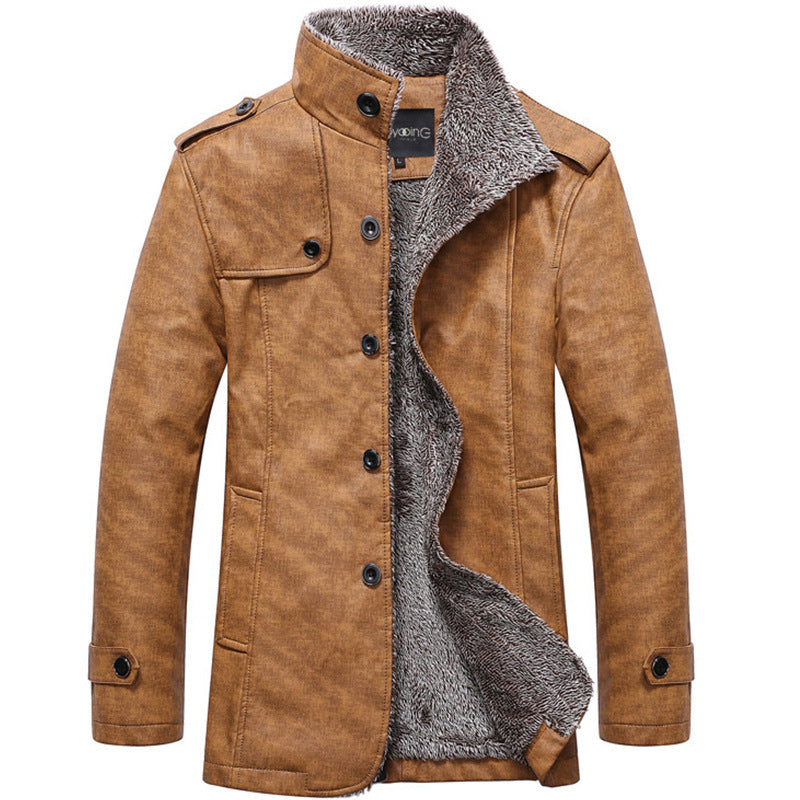 Men's Leather Jacket Men Winter Warm Jackets Coats