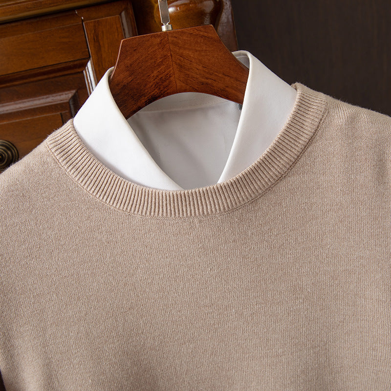 Autumn and Winter Classic Round Neck Men's Pullover Base Shirt Casual Business Knitwear Loose Fashion Solid Color Long Sleeve Sweater