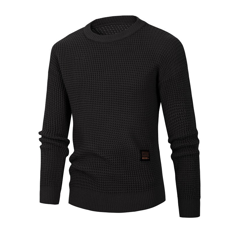 Amazon 2024 New Autumn and Winter Men's Crewneck Sweater Men's European and American Solid Color Base Sweater Fashion Top