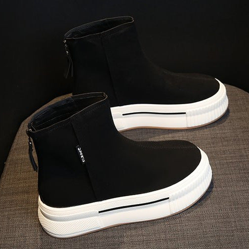Short Boots for Women, Autumn and Winter Single Boots, 2025 New Thick-Soled Women's Shoes, New Versatile Casual Zipper Slip-On Boots