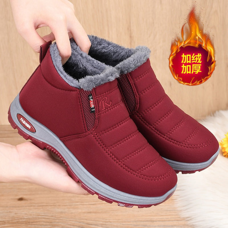 Couple's New Style Cotton Boots TEMU Foreign Trade Men's and Women's Boots Middle-aged and Old People's Cotton Shoes Snow Boots fleece-lined Thickened Warm Shoes