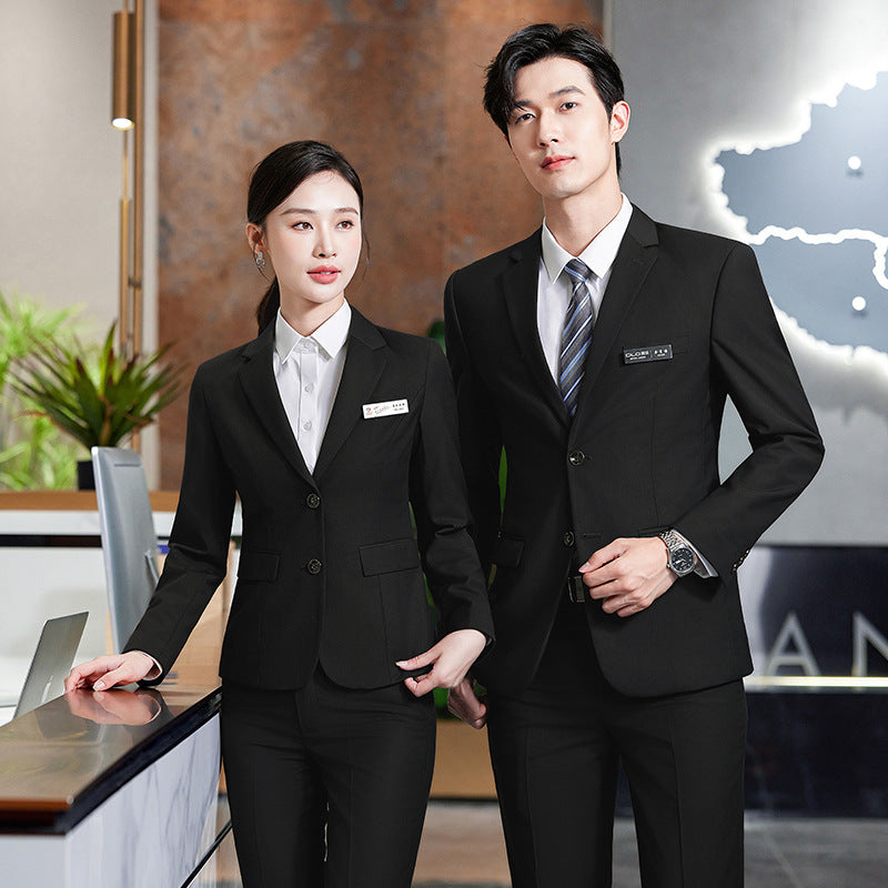 Four Seasons Serge Suit Business Suit for Men and Women Autumn Slim-fit Business Suit Women's Pants Vest Dress