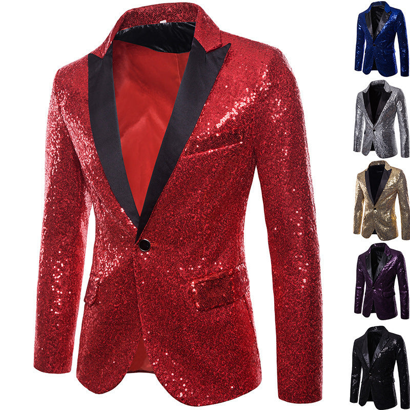 European and American Performance Suits, Gold Sequin Suits, Korean Suits, Nightclub Men's Clothing, Host Emcee Studio Jackets