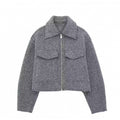 European and American Cross-Border 2025 Winter New Women's Street Fashion Gray Faux Fur Short Lapel Jacket Coat