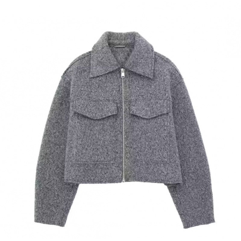 European and American Cross-Border 2025 Winter New Women's Street Fashion Gray Faux Fur Short Lapel Jacket Coat