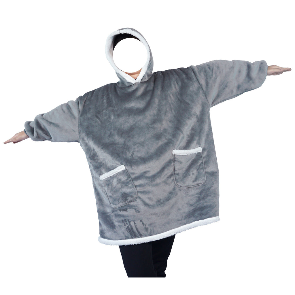 Lazy Tv Blanket Warm Pajamas Couple Home Wear Double Pocket Outer Flip Comfortable Warm Flannel Hooded Set