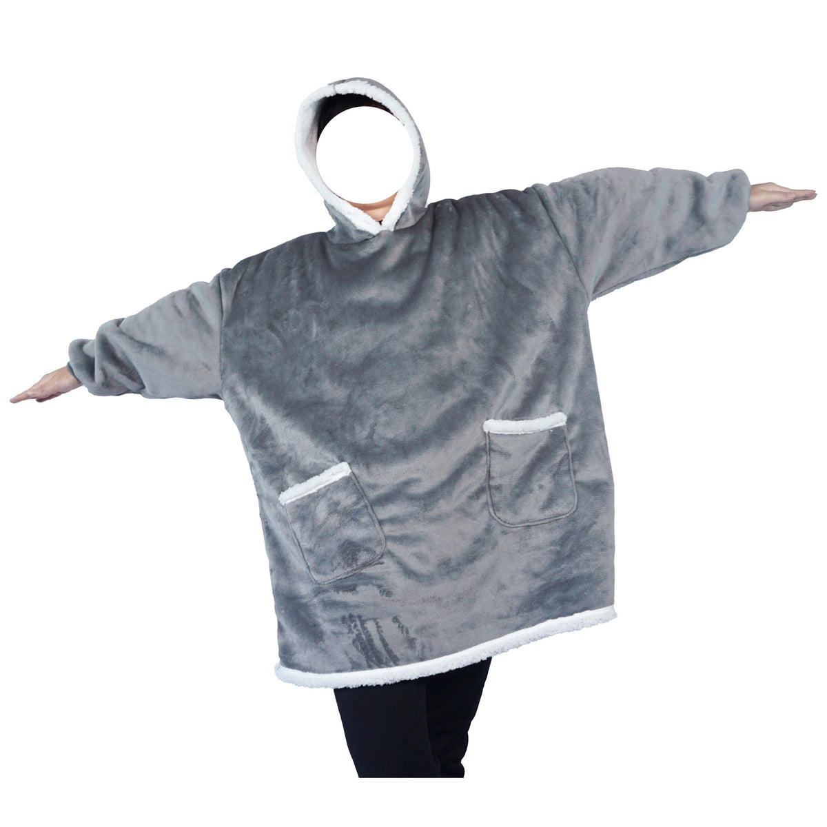 Lazy Tv Blanket Warm Pajamas Couple Home Wear Double Pocket Outer Flip Comfortable Warm Flannel Hooded Set