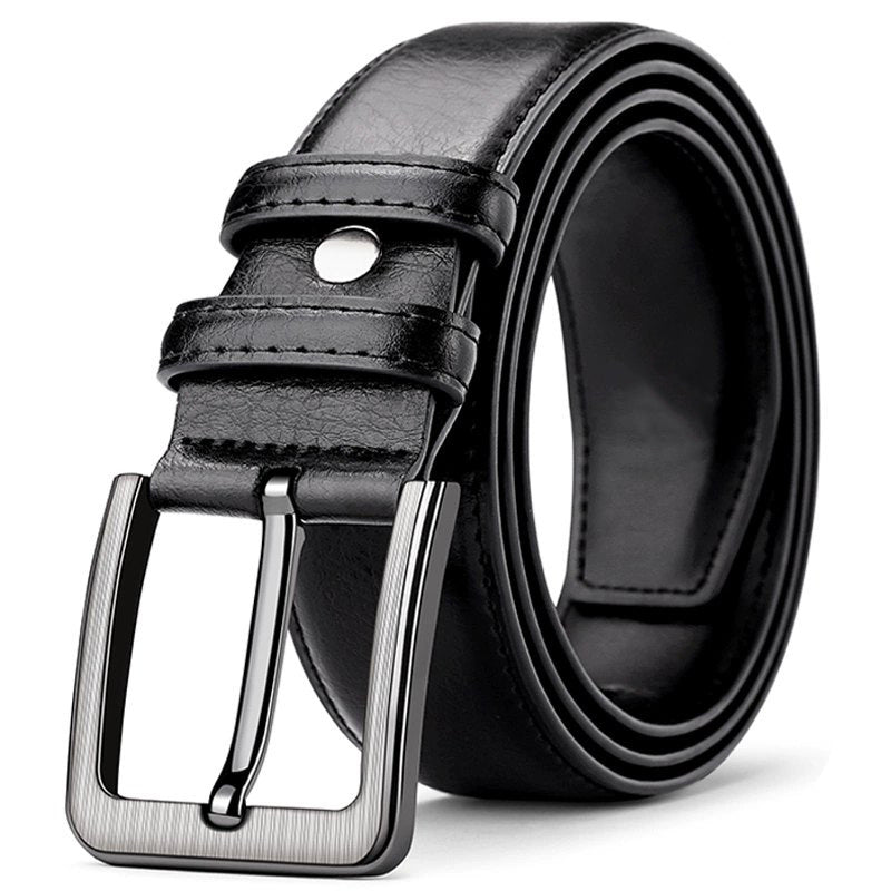 Men's Retro Belt Alloy Buckle Belt Men's Trouser Belt Imitation Leather Leather Business Casual Middle-Aged Jeans Belt
